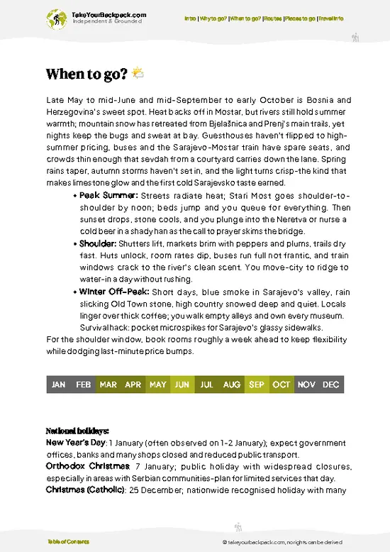 example page 3 from our offline Travel Guide for Bosnia and Herzegovina
